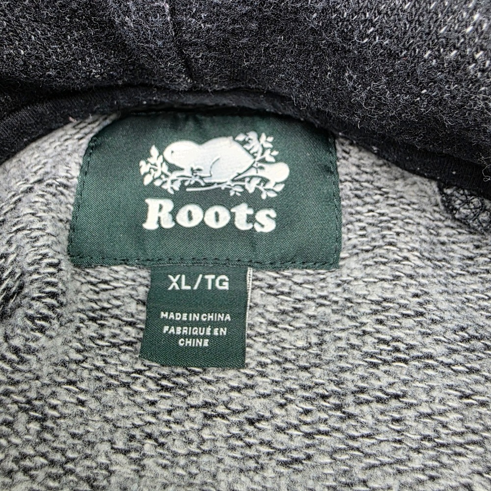 Roots Salt & Pepper Hoodie Mens XL Grey Flocked Beaver Logo Pullover Grunge - Picture 5 of 7
